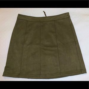 Maeve by Anthropologie Olive Green Suede Mini Skirt